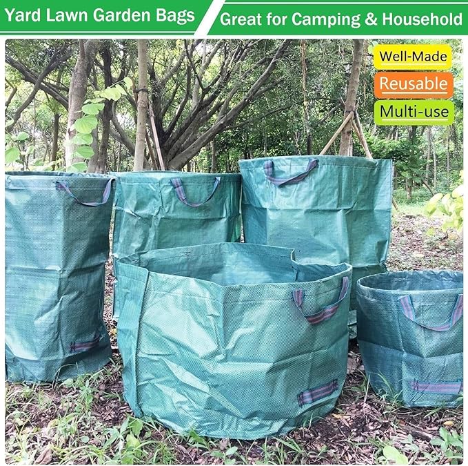 Professional 2-Pack 106 Gallon Yard Lawn Garden Bags Large (D31, H31 inches) Yard Waste Bags with Gardening Gloves, Big Leaf Bag,Debris Bag,Patio Waste Bag,Lawn Grass Bag,Garden Trash Bag W/ 4 Handles