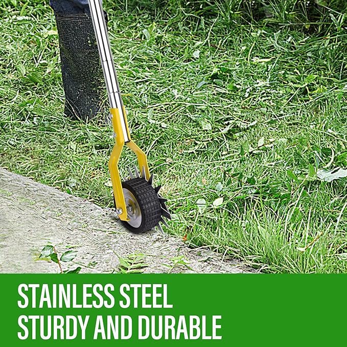 Wheel Rotary Edger, Adjustable Length Lawn Edger, Stainless Steel Edger Lawn Tool, Lawn Tool for Manual Edger, Rotary Edger for Sidewalks, Gardens, Driveways and Flower Bed Edging