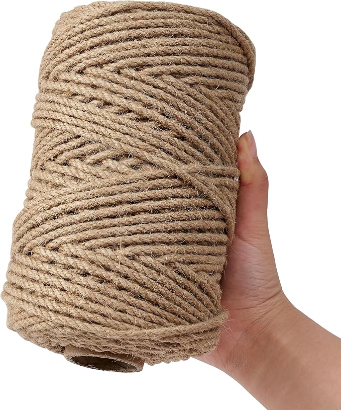 Natural Jute Twine,328 Feet 4mm Hemp Twine Rope for Gift Wrapping Craft Plant Garden Christmas Handmade Arts Decoration Packing String Home Decor