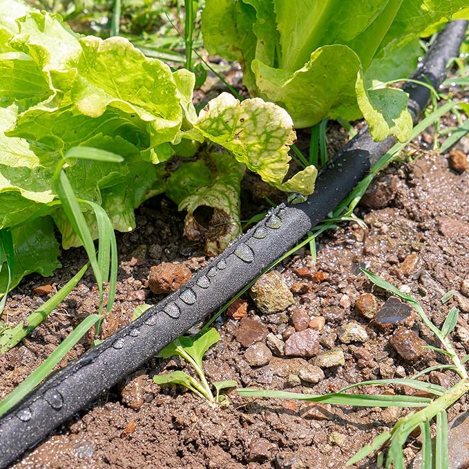 Flat Soaker Hose for Garden Bed, 100FT/50FT 2Packs 1/2" Linkable Consistent Drip Irrigation Hose Save 80% Water Leakproof Double Layer Sprinkler Garden Hose with Holes