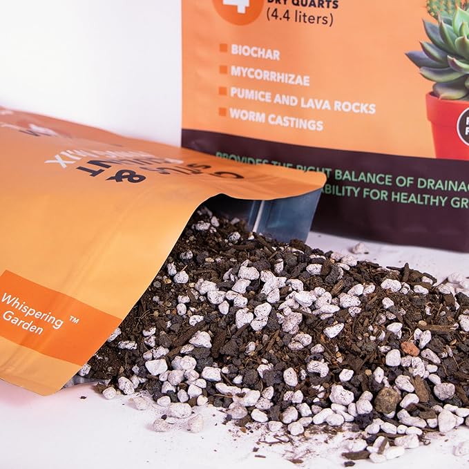 Premium Organic Cactus & Succulent Potting Soil Mix - Well Draining Blend with Biochar, Mycorrhizae & Worm Castings for Healthy Growth! 4 quarts