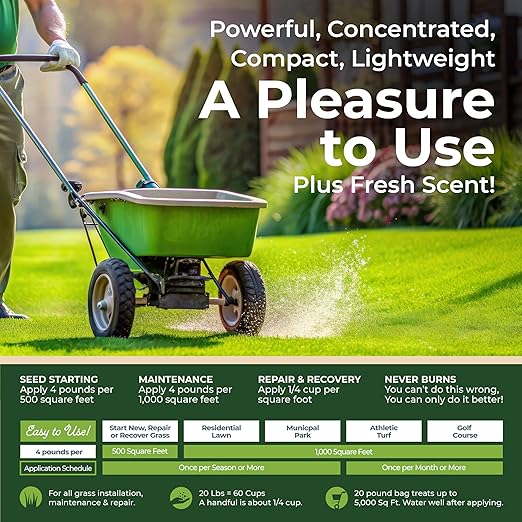 Organic Plant Magic - Truly Organic™ Slow Release Granular Lawn Fertilizer: Best Fertilizer for Grass, Bermuda, St. Augustine, Yard & Lawn Care - Grass Fertilizer Granules (20 Lb)