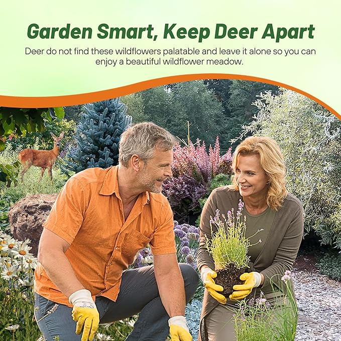 Outsidepride Deer Proof Wildflower Seed Mix - 5 lbs. Colorful Blend of Easy to Grow, Drought-Tolerant Annual & Perennial Wildflower Seeds for a Deer-Free,Vibrant Meadow & Pollinator-Friendly Garden