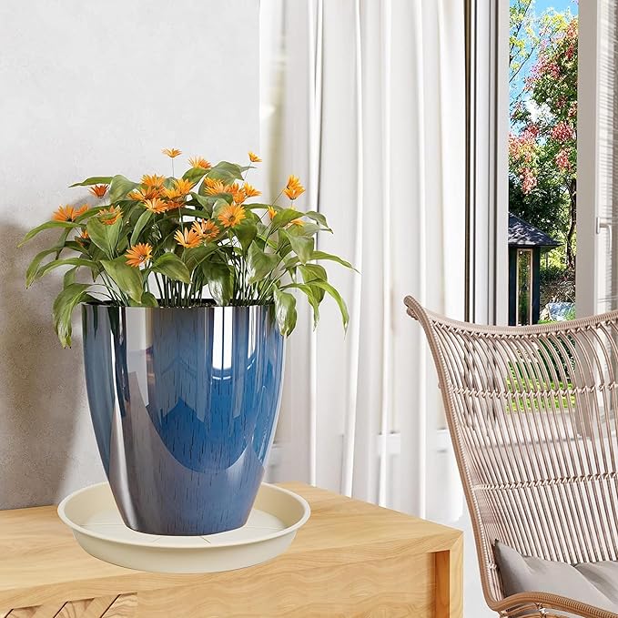 6 Pack of Plant Saucer Tray 4 6 8 10 12 14 17 19 22 25 inch, Heavy Duty Plastic Pot Plant Drip Trays Saucers for for Indoors Outdoor, Plant Water Tray for Planters 4-7" (6", Beige)