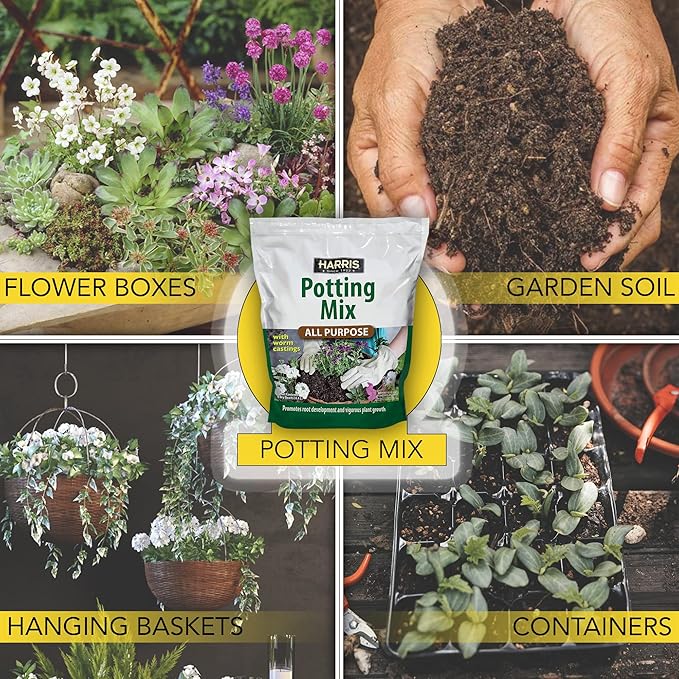 Harris All Purpose Premium Potting Soil Mix with Worm Castings and Other Nutrients, 4 Quarts