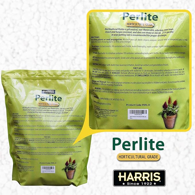 Harris Premium Horticultural Perlite for Plants and Gardening, 8qt to Promote Root Growth and Soil Health