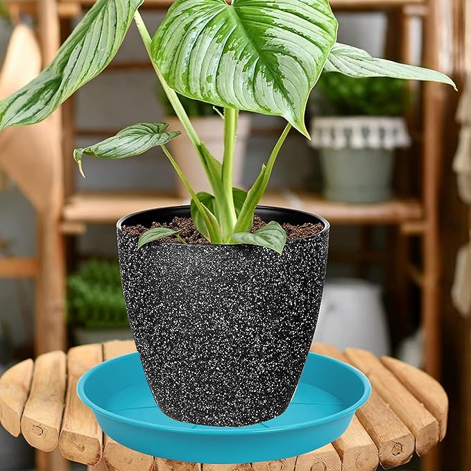 2 Pack of Plant Saucer Tray 19 inch, Heavy Duty Plastic Pot Plant Drip Trays Saucers for for Indoors Outdoor, Plant Water Tray for Planters 16-19" (19", Light Blue)