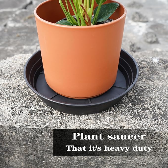 4 Packs 8 Inches Plant Saucer Drip Trays, Round Plastic Plant Pot Saucers Flower Pot Tray for Indoor Outdoor
