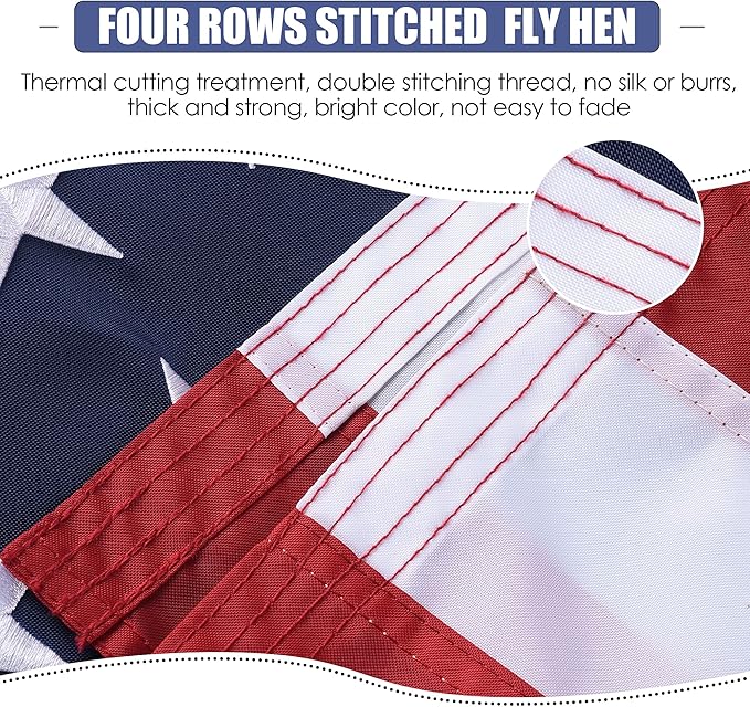 American Flag 4x6 Ft, USA US Flags Outdoor, Heavy Duty Durable, Embroidered Stars, Sewn Stripes and Brass Grommets