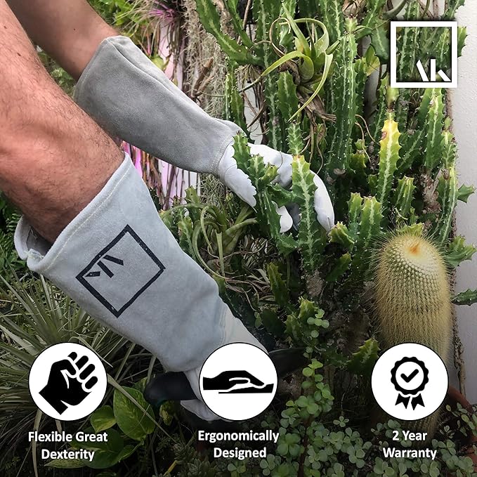 ArtAK Rose Pruning Gloves Garden Gloves Long Gardening Gloves for Women Leather Gauntlet Gloves Cut Proof Gloves Rose Gloves Thorn Proof Gloves for Rose Gardening Gloves White