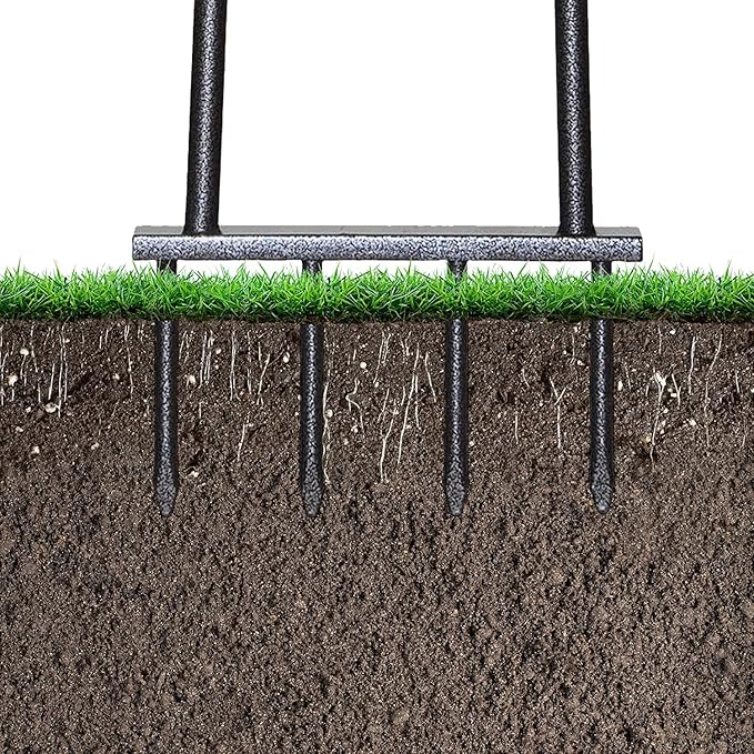Yard Butler Spike Aerator - Durable Lawn Aerator for Easy Lawn Care & Healthy Growth - Prevent Lawn Damage by Breaking Up Compaction - Ergonomic Gardening Tool