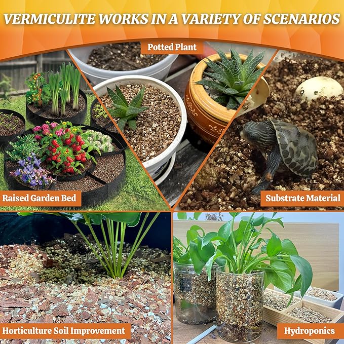 AVALUTION 3QT Vermiculite - Organic Vermiculite for Plants Horticultural Coarse Vermiculite Natural Soil Additive for Potted Plants Gardening Mushrooms Seed Starting