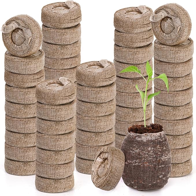 Bekith 200 Pcs 30mm Compressed Coco Coir Fiber Potting Soil, Organic Coco Coir Pellet Fiber Soil, Coconut Coir Pellets Seed Starter Soil for Planting Bonsai, Flower, Herbs, Vegetables
