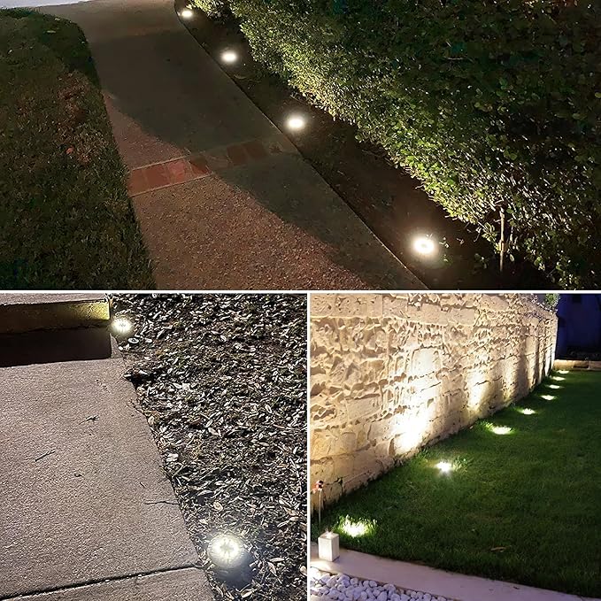 NFESOLAR Solar Ground Lights Outdoor 8 Pack, IP68 Waterproof Flat Solar Outdoor Lights for Garden, Bright Solar Powered Landscape Lighting for Yard Lawn Patio Driveway Walkway Decor (White)