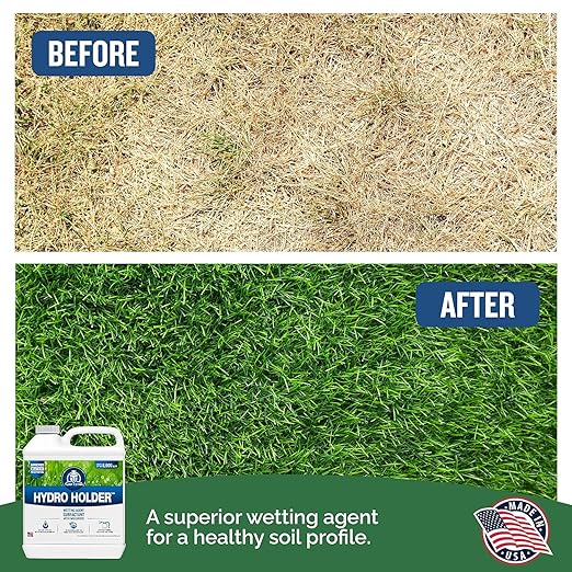 Turf Titan Hydro Holder Wetting Agent - Suspends Moisture in Your Grass Soil, Improves Water Drainage & Nutrient Uptake in Your Turf Grass, Promoting Healthy Soil - Covers 80,000 sq ft (2.5 Gallon)