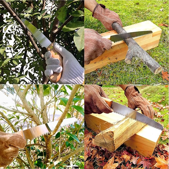 KAKURI Japanese NATA Tool Knife 6.5" and Pruning Saw Set, Made in Japan, Bushcraft Hatchet Axe and Saw Combo with Sheath for Camping, Outdoor, Campfire, Gardening