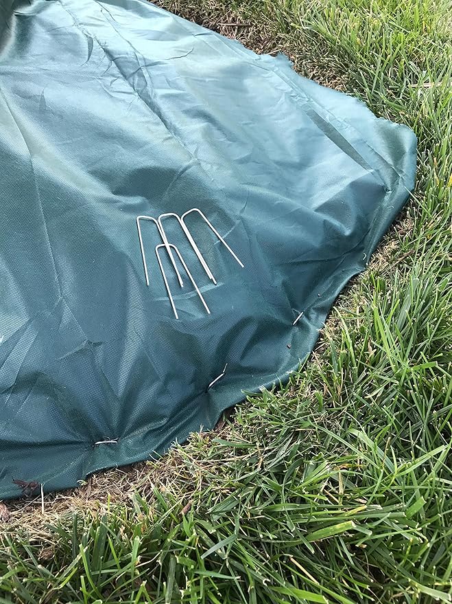 Landscape Pins (50 Count) - Galvanized Heavy-Duty Sod Pins Anti-Rust Fence Stakes for Weed Barrier Fabric, Ground Cover, Irrigation Tubing, 13 Gauge, 50 Pcs