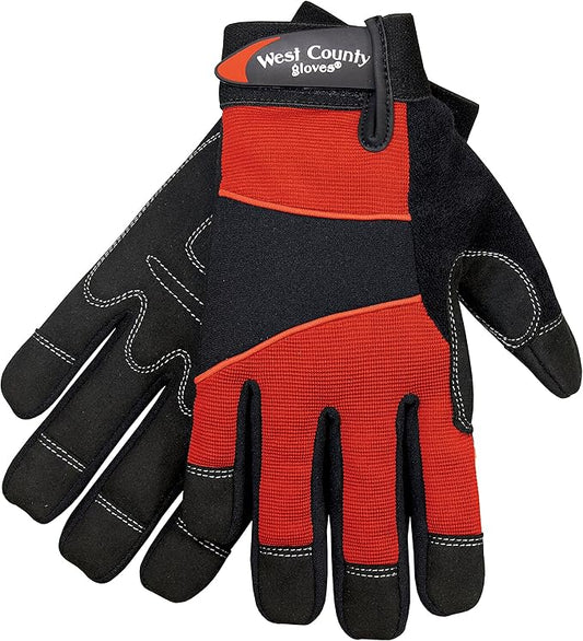West County 013B/XXL Men's Gloves – XX-Large, Brick, Work Gloves with Four-Way Spandex Backing, Adjustable Cuff