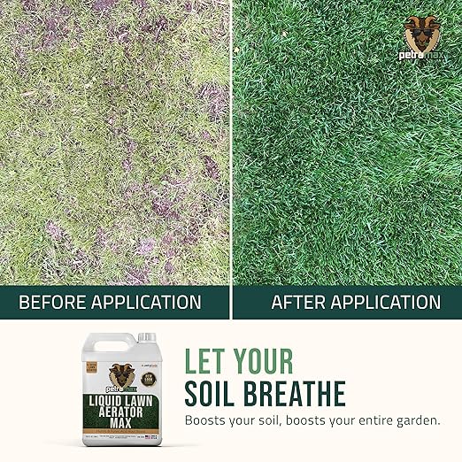 PetraMax Liquid Aeration for Lawn with Humic & Fulvic Acid Biostimulants, Liquid Aerator, Liquid Aerator, Soft Soil Liquid Aerator, Lawn Aeration, Soil Loosener, Soil Aerator, 160,000 sq ft (1 Gal)