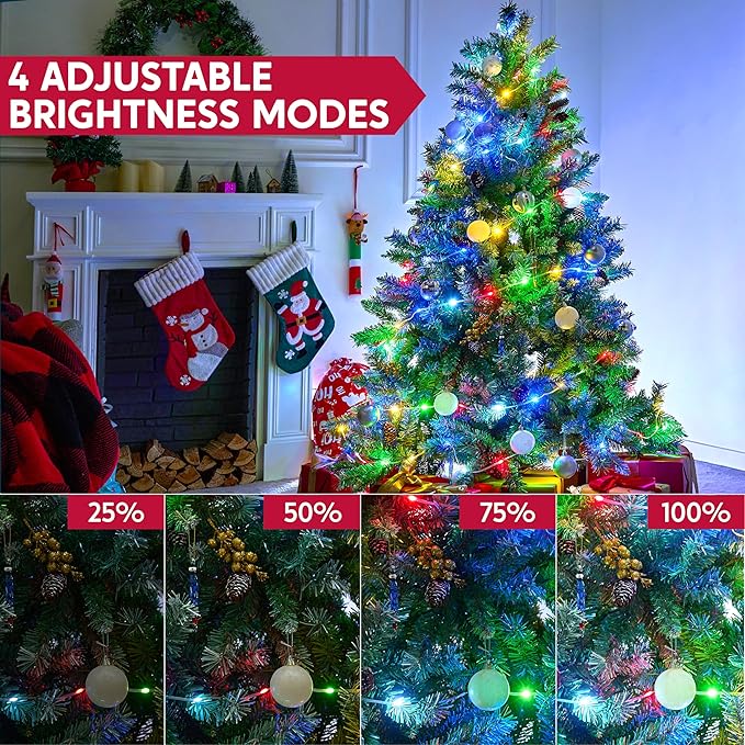 Joiedomi 600 LED Christmas String Lights Outdoor,198FT Multicolor Fairy Light with Remote 8 Modes Timer, Plug in PVC Clear Wire Lighting Decor with Reel for Indoor Dorm Classroom Bedroom Holiday