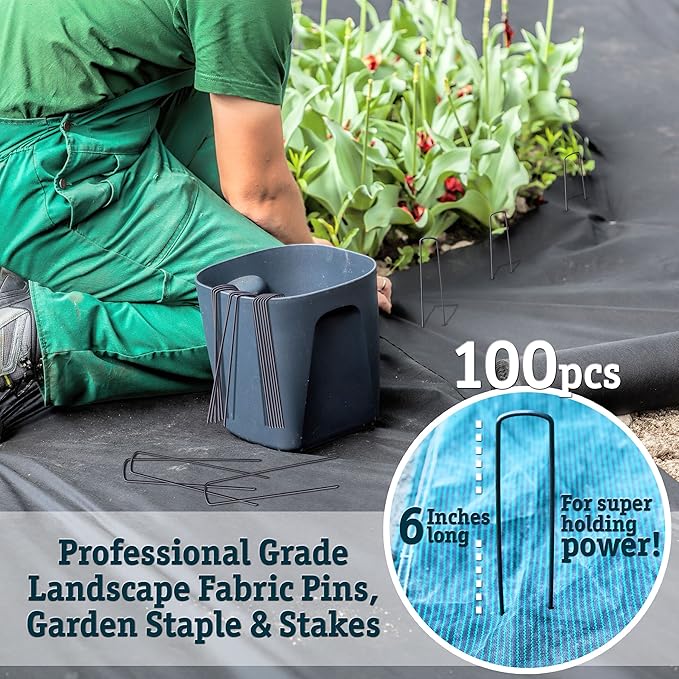 75 6-Inch Garden Landscape Staples Stakes Pins - USA Strong Pro Quality Built to Last. Weed Barrier Fabric, Ground Cover, Soaker Hose, Lawn Drippers, Irrigation Tubing, Wireless Invisible Dog Fence…