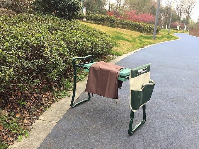 Foldable Garden Knee Chair Heavy-Duty Garden Bench with Pockets and Garden Apron - a Portable Garden Bench Gardening Gift for Friends (Green)