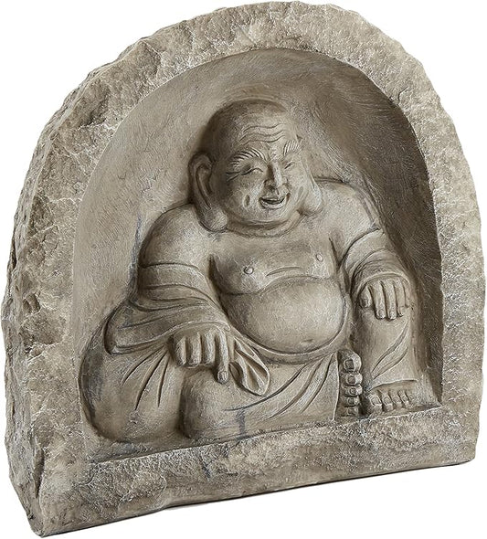 Design Toscano Great Sanctuary Grotto Asian Man Garden Niche Statue, 20 inches wide, 19 inches tall, Cast Stone Resin, Sandstone Finish