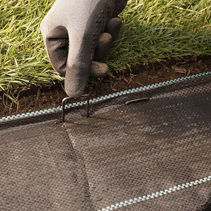 Pack of 50 x 6''/150mm U-Shaped Multi-Purpose Steel Garden Securing Pegs - Ideal for securing Weed Fabric, Landscape Fabric, Netting, Ground Sheets and Fleece - Made of 2.9mm Steel Wire