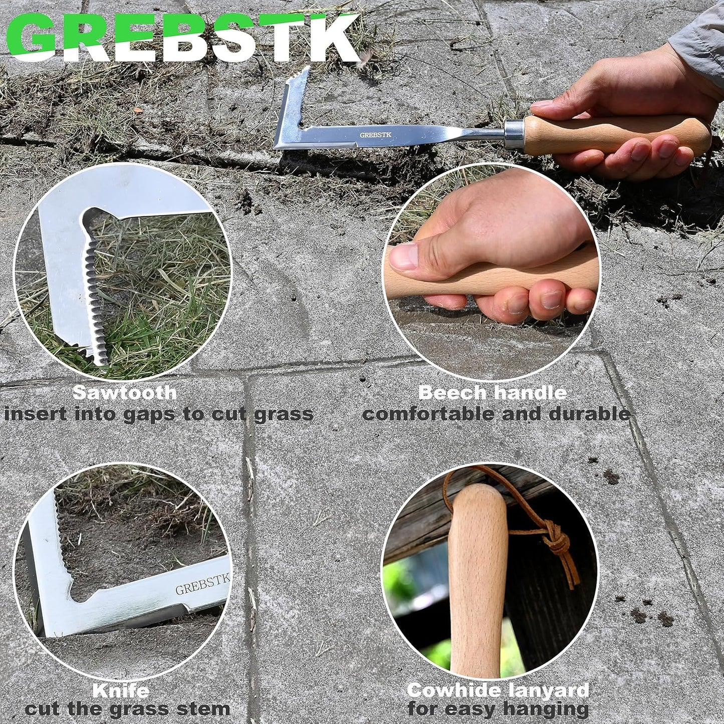 GREBSTK Crack Weeder Crevice Weeding Tool Manual Weeder Beech Handle Lawn Yard Gardening Tool