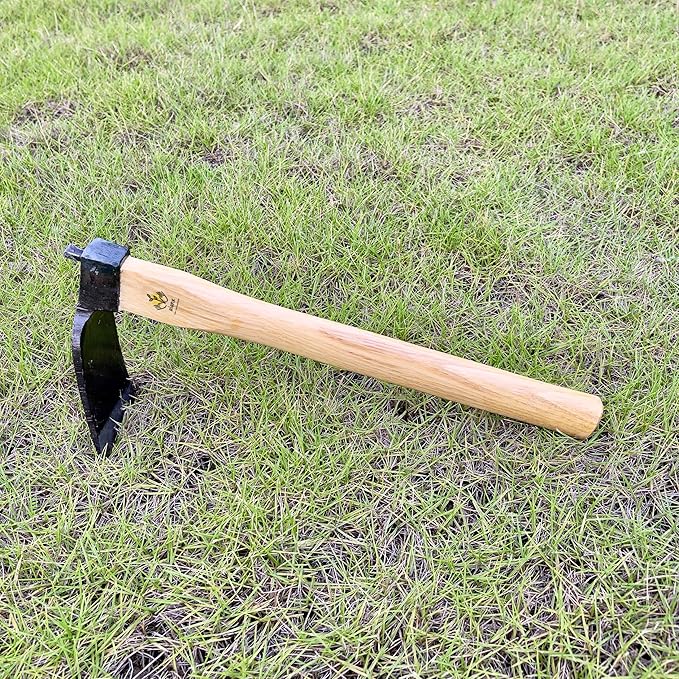 Japanese Style Hoe, 14 Inch, Heavy Duty Hoe, Without Welding, Gardening Tool, Oak Handle, for Digging, Weeding, and Planting