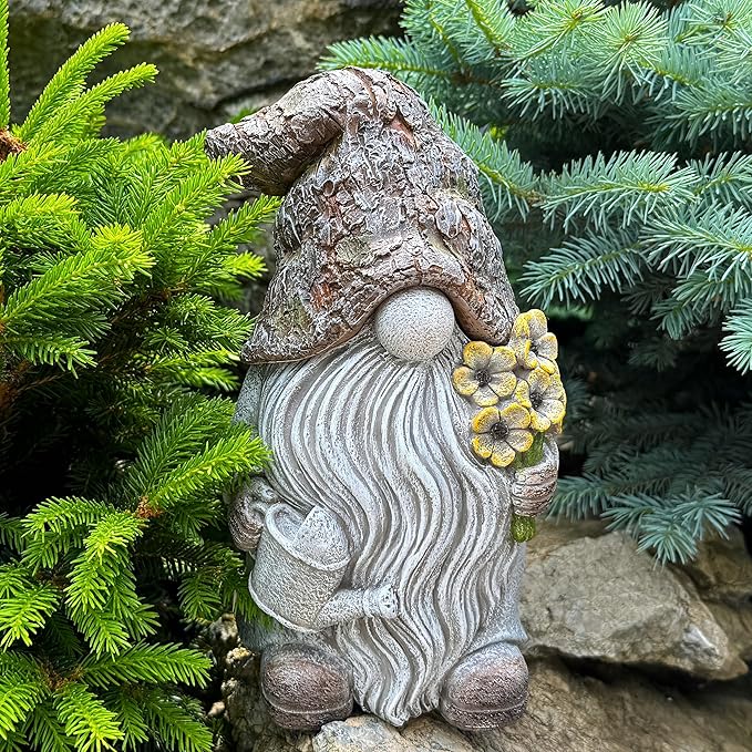 Mood Lab Garden Gnome - Key Hider Gnome Figurine - 9.25 Inch Lawn Statue - for Outdoor or House Decor