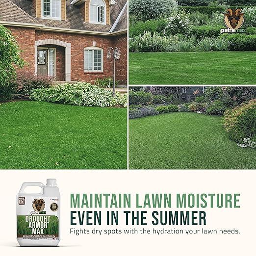 PetraMax Lawn & Turf Drought Armor - Keep Grass Hydrated, Lawn Fertilizer for Green Grass, Liquid Grass Fertilizer for Lawn, Root Booster for Plants & Grass & Lawn Soil (32oz)