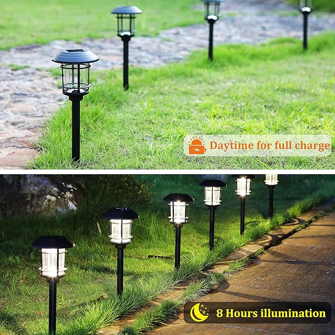 MAGGIFT Solar Powered Pathway Lights - 6 Pack, Waterproof, Warm White for Lawn, Patio, Yard, Walkway, Deck, Driveway