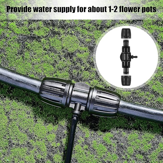 12 Pcs Barbed Tee Drip Irrigation Tubing for 1/2 Inch to 1/4 Inch Irrigation Fittings 1/2 Inches ID x 0.63 Inches OD 16 mm PE Tube Anti Drop Locked Reducing Tee Fits 13 mm ID/ 4 mm ID