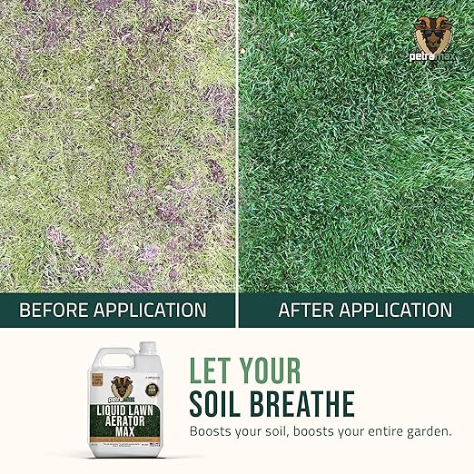 PetraMax Liquid Aeration for Lawn with Humic & Fulvic Acid Biostimulants, Liquid Aerator, Liquid Aerator, Soft Soil Liquid Aerator, Lawn Aeration, Soil Loosener, Soil Aerator, 40,000 sq ft (32 Oz)