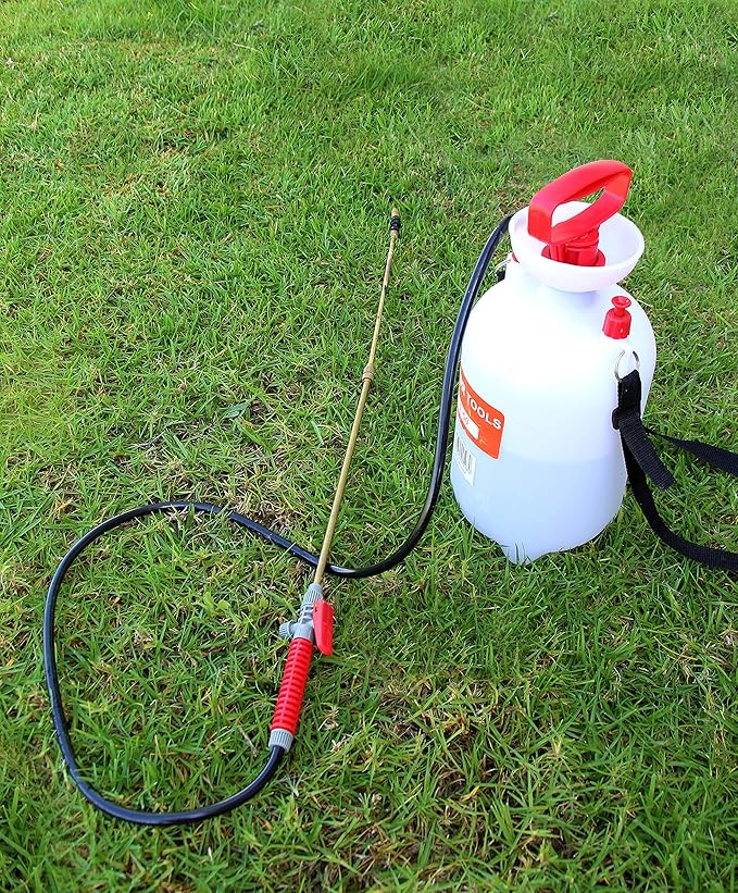 TABOR TOOLS 1.3 Gallon Lawn and Garden Pump Pressure with Pressure Relief Valve, Adjustable Shoulder Strap and Telescopic Adjustable Wand and VITON Seals. N50VA.