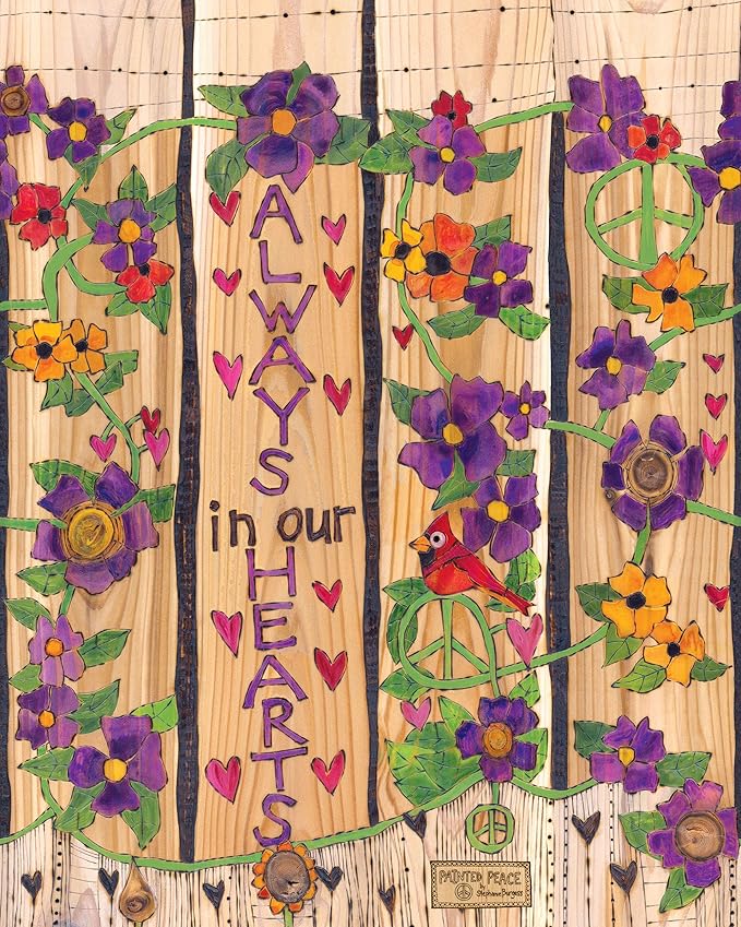 Studio M Art Pole, PVC Weather Resistant Pole with Vinyl Bowl 20 inches Tall Outdoor Decoration for Gardens, Patios, Yards, Landscaping and Birding Accessories, Always in Our Hearts