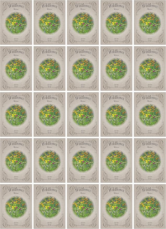 Black Duck Brand Set of 25 Packs of Wildflower Seed Packets! Flower Seeds in Bulk - Great for Creating The Garden of Your Dreams! (25, Wildflower Mix)
