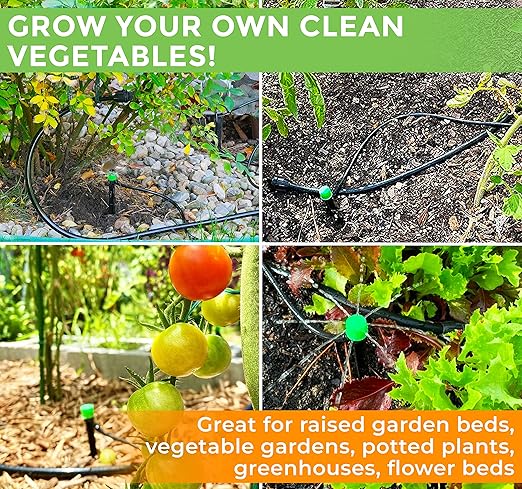 Carpathen Drip Irrigation Parts 5/16-6 Pack: 3 x PVC Female Hose Thread Non-Swivel Adapter to 5/16" tubing and 3 x Barbed Threaded End Plugs - Drip Irrigation Fittings