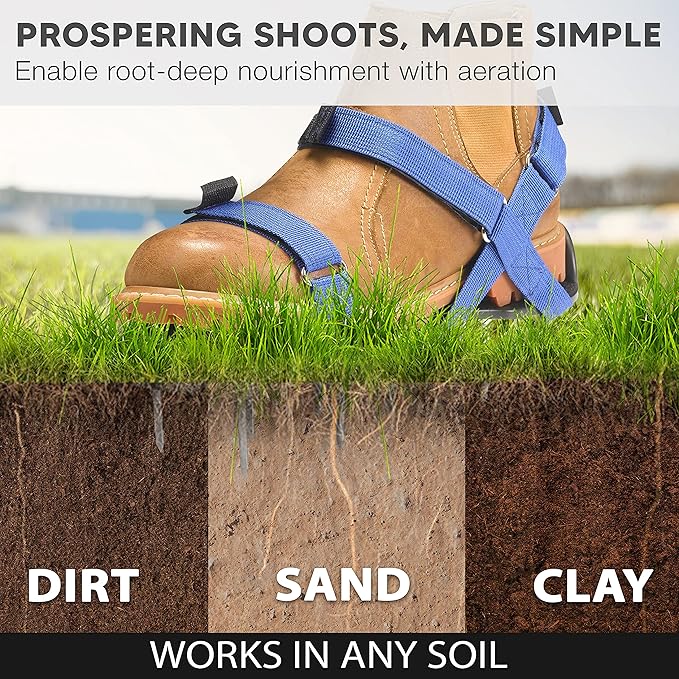 Envy Green Lawn Aerator Shoes – Ready-to-Use, Pre-Assembled – One-Size-Fits-All Gardening Shoes – Lawn Aerator with X-Strap – Lawn Aerator Spike Shoes for Lawn and Yard – Premium Tools by EnvyGreen