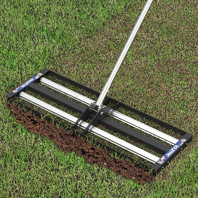 Updated Lawn Leveling Rake with Aluminum Rollers, Stainless Steel 30"x10" Levelawn Tool , Heavy-Duty Lawn Leveler with 80" Extended Handle, Yard Leveling Rake Suit for Garden, Golf Lawn, Farm