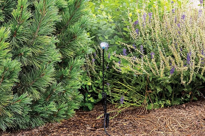 Rain Bird MSFHSTKX Drip Irrigation Close Coverage Fan Spray on Riser Stake, 180° Half Circle Pattern, 4' Spray Distance,Black