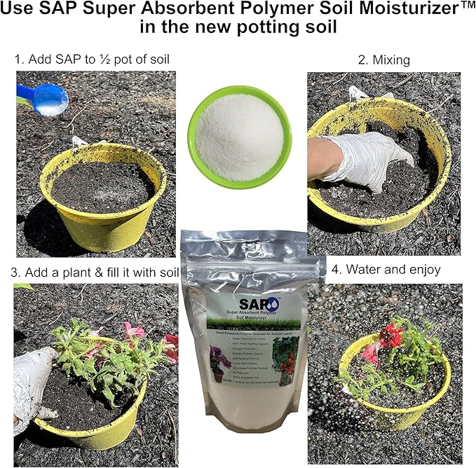 Super Absorbent Polymer Helps Plant Growth and Plant Establishment (1 Pound)