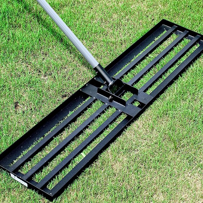 Walensee Lawn Leveling Rake, 7FT 45"x10" Levelawn Tool, Heavy Duty Effort Saving Lawn Level Tool, Steel Handle Lawn Leveler for Yard Garden Golf Course, Ease Level Soil Sand Dirt Surfaces