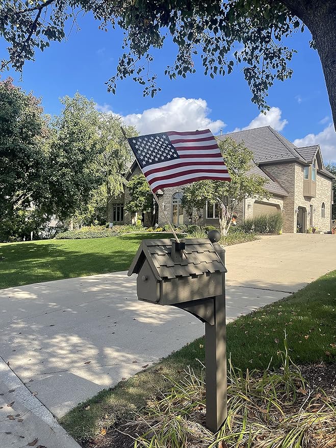 American Flags on Stick - Handheld Spearhead US Flag for 4th of July, Memorial Day Event Decorations - Patriotic Decor for Indoors & Yard - Wooden Stick, Cotton Fabric (12" X 18" - 144 Pack)
