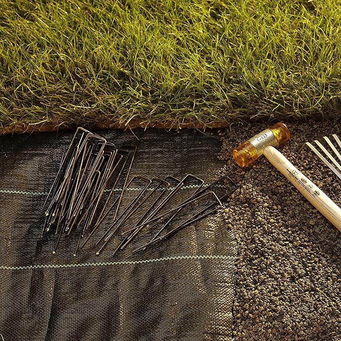 250-Pack 6'' 11 Gauge Heavy-Duty U-Shaped Garden Stakes Staples Spikes Pins Pegs - Ground Stakes for Anchoring Landscape Fabric