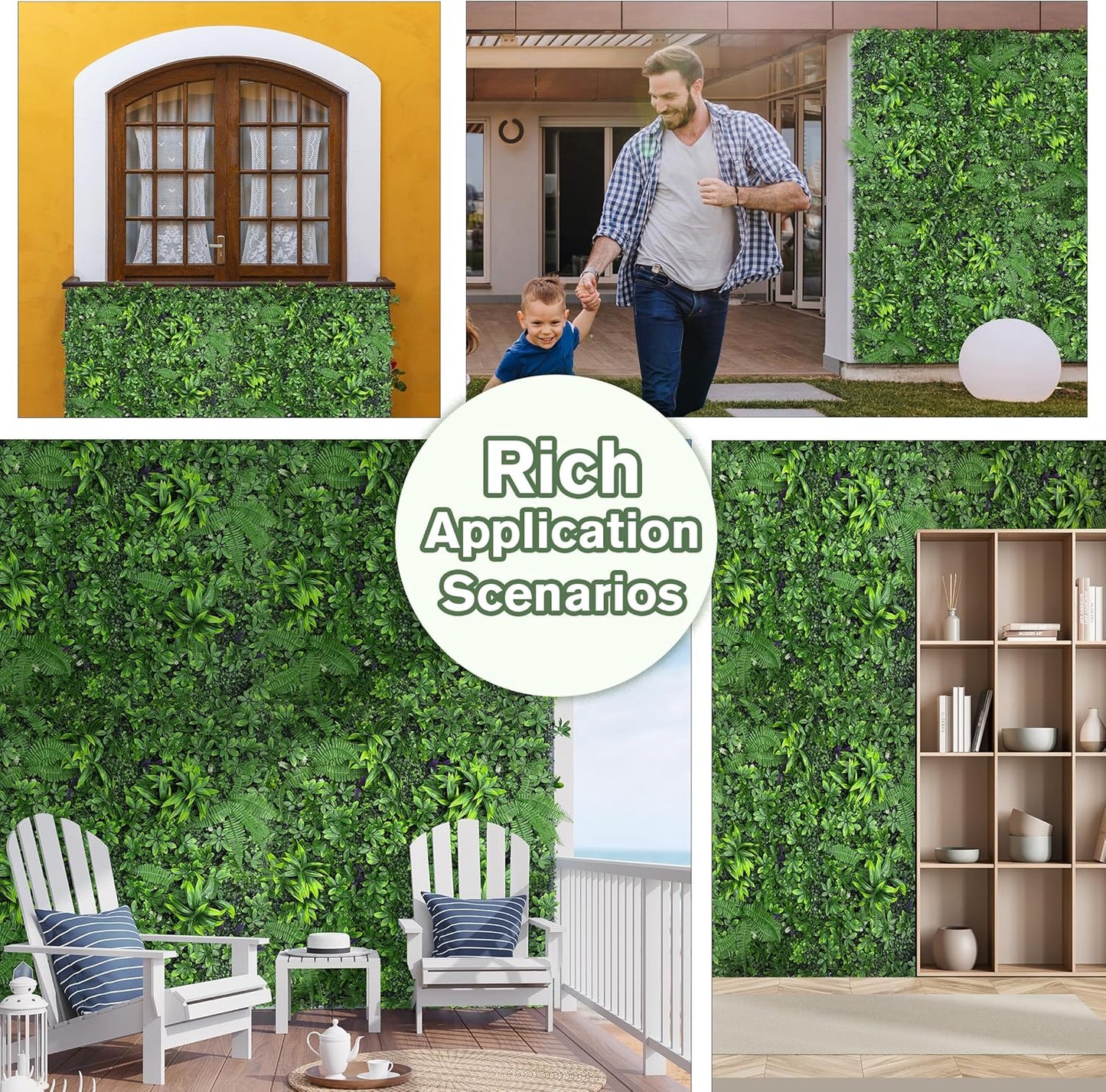 Artificial Green Boxwood Grass Wall Roll: 48"x128"(43 SQFT) UV Protected Ivy Privacy Hedge Fence Screen for Chain Link Fences Panel Indoor,Outdoor Patio Balcony & Garden