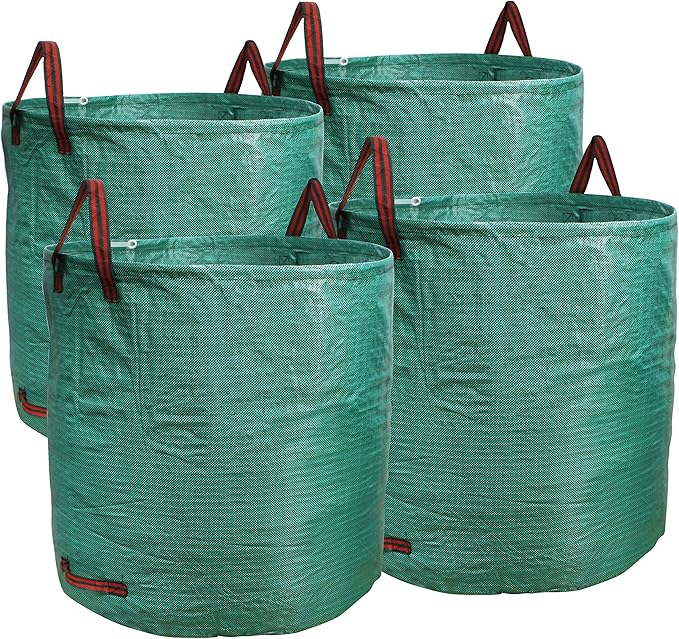 PHYEX Professional 4-Pack 132 Gallon Gardening Bags for Lawn Yard, Extra Large Reusable Leaf, Waste and Trash Container