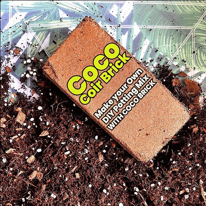Gro-Med Coco Coir Brick 2s Pack – 1.4 lb Each,Expands to 20 Quarts, Enriched with NPK, Organic Potting Soil Mix for Plants, Seed Starting,Herbs,Flowers and Ideal Reptile Bedding for Snakes & Terrarium