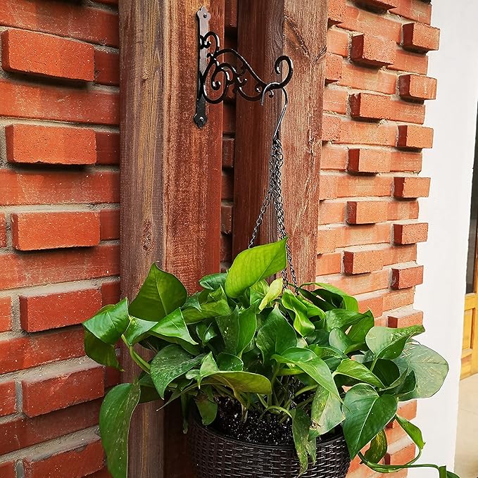 N+A Sunshine Iron Metal Hanging Planter Bracket, 2 Pack Wall Hooks for Hanging Birds Feeders, Latern, Wind Chimes, Coat, Decorative Indoor Outdoor (Black)